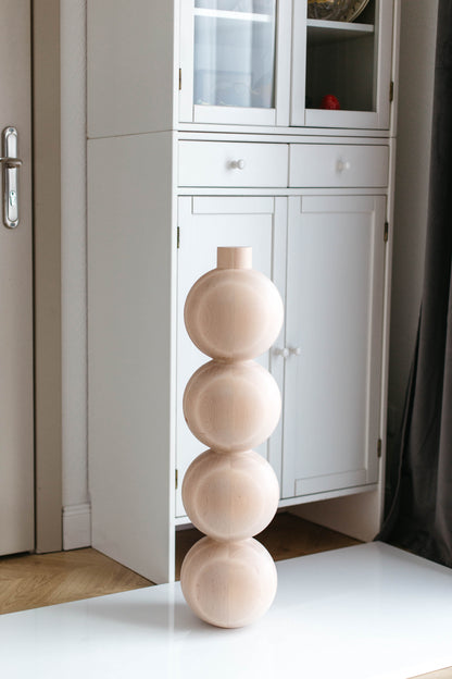 Möbelbein aus Holz mit vier Kugeln – gedrechseltes Design, H770 mm