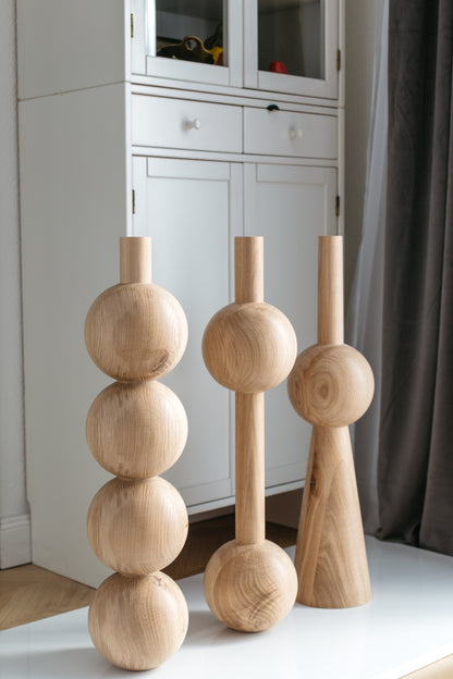 Wooden Furniture Legs With Spheres – Handmade Design, Set of 3, H710 mm