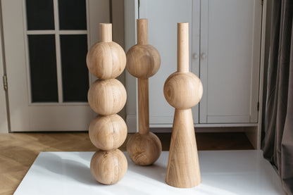 Wooden Furniture Legs With Spheres – Handmade Design, Set of 3, H710 mm