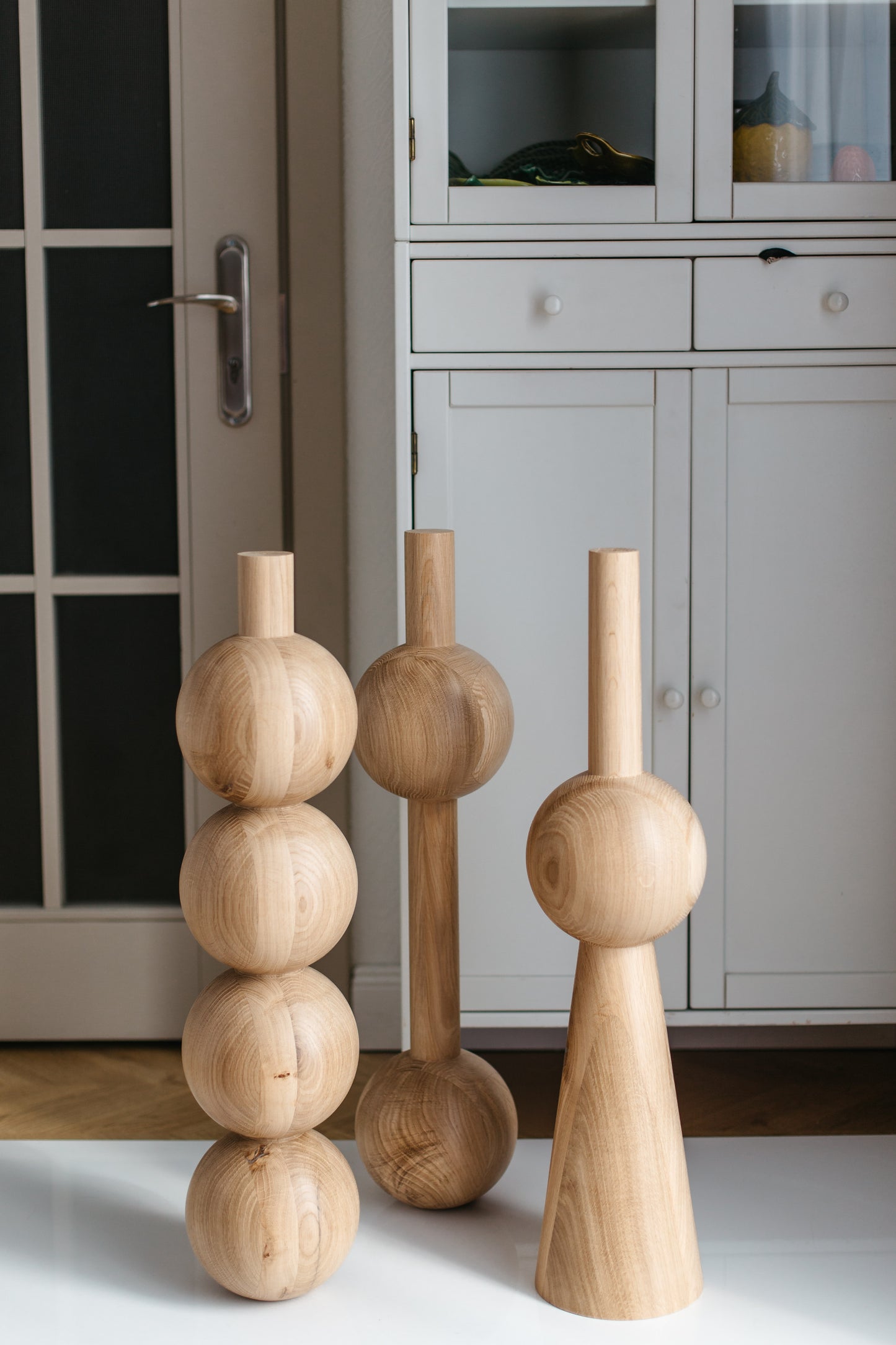 Wooden Furniture Legs With Spheres – Handmade Design, Set of 3, H710 mm