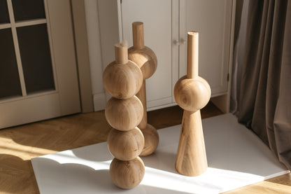 Wooden Furniture Legs With Spheres – Handmade Design, Set of 3, H710 mm