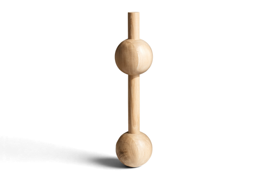 Wooden Furniture Leg with Double Sphere Detail – Lathe-Turned Design, H710 mm