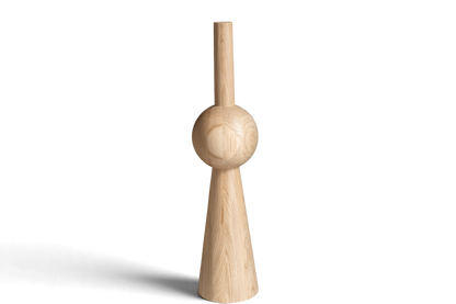 Tapered Wooden Furniture Leg with Sphere Detail – Lathe-Turned Design, H710 mm