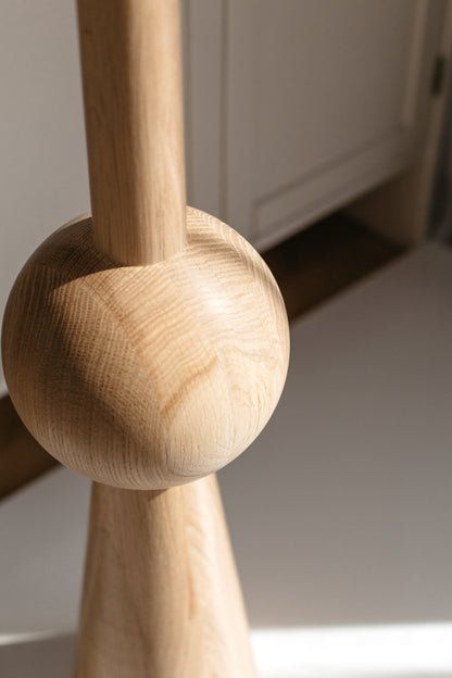 Tapered Wooden Furniture Leg with Sphere Detail – Lathe-Turned Design, H710 mm