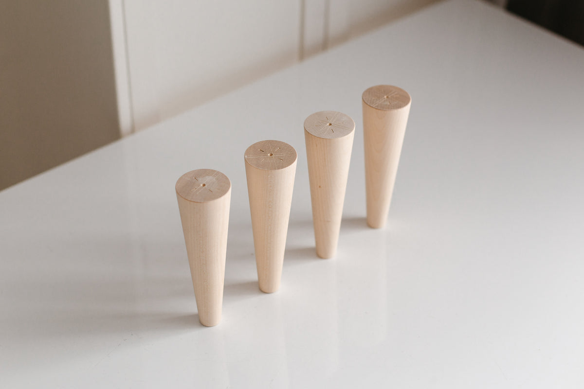 Holzmöbelfüße 4er-Set – Unlackierte Sofabeine, H150 mm