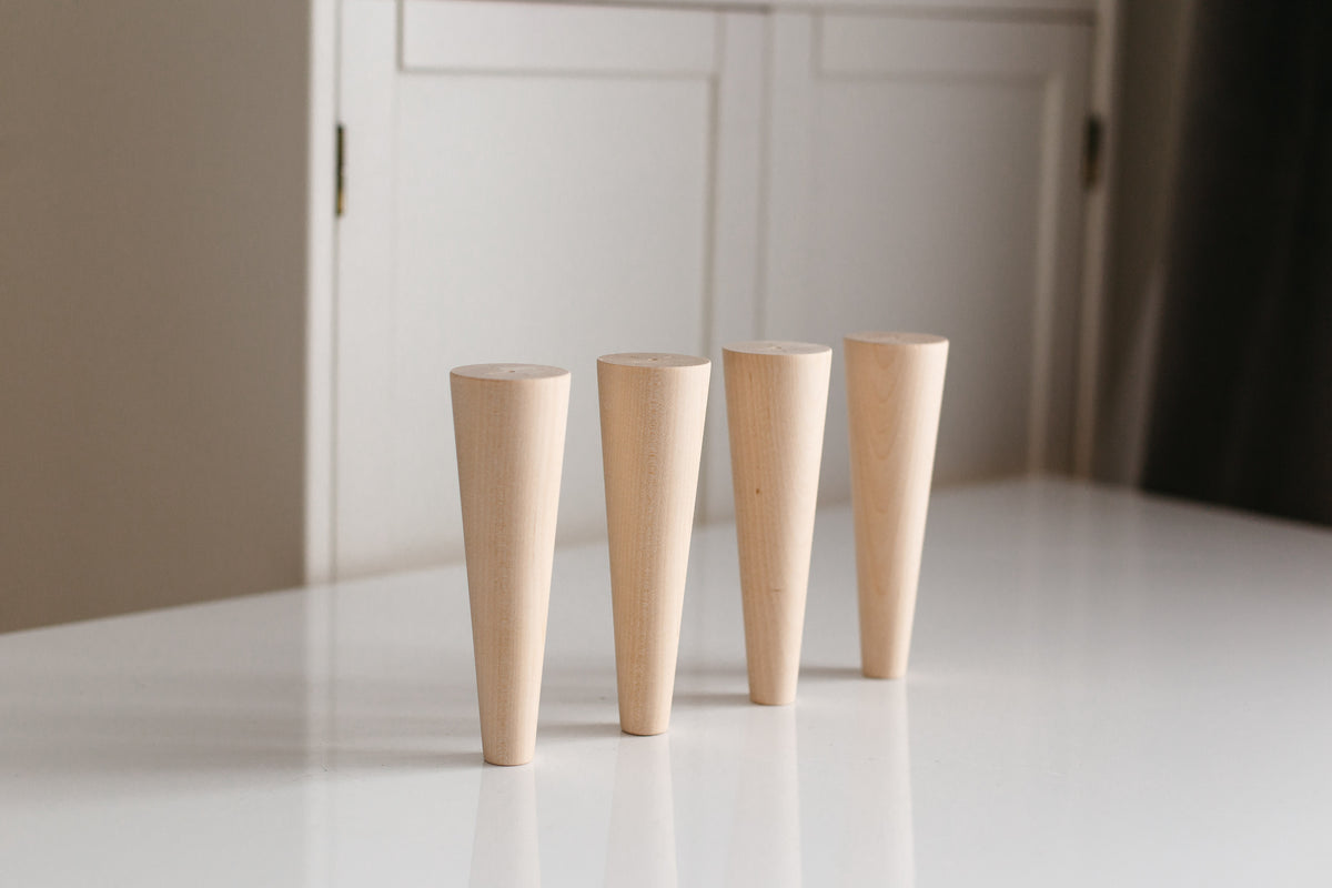 Holzmöbelfüße 4er-Set – Unlackierte Sofabeine, H150 mm