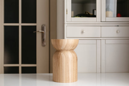 Handmade Wooden Block – Solid Wood with Elegant Round Details H300 mm