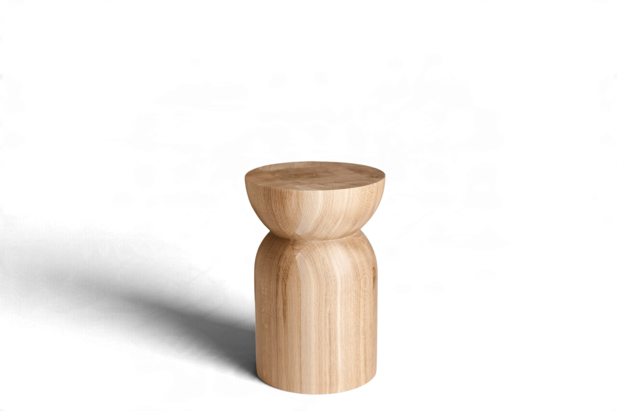 Handmade Wooden Block – Solid Wood with Elegant Round Details H300 mm