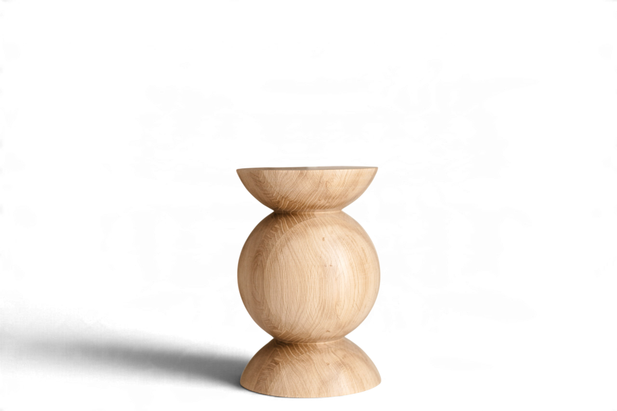 Handmade Wooden Block – Solid Wood with Elegant Spheres Details H300 mm