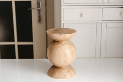Handmade Wooden Block – Solid Wood with Elegant Spheres Details H300 mm