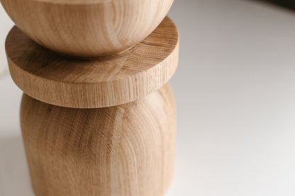Handmade Wooden Block – Solid Wood with Elegant Sphere Detail H300 mm