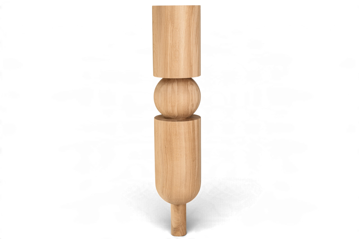 Wooden Table & Kitchen Island Leg with Sphere – Handmade, H900 mm