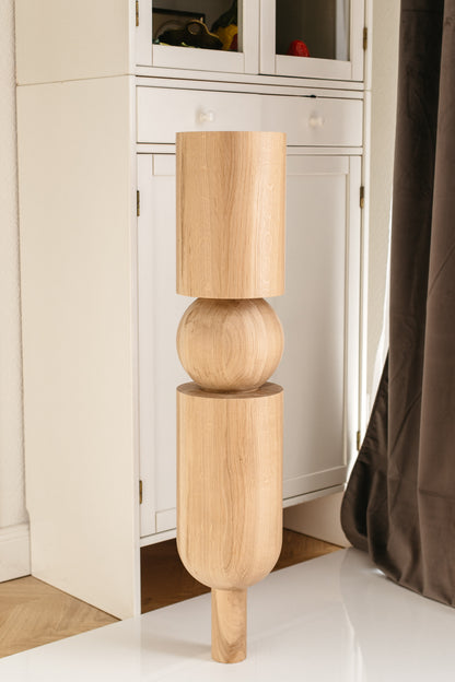 Wooden Table & Kitchen Island Leg with Sphere – Handmade, H900 mm