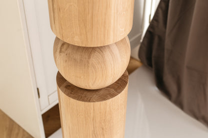 Wooden Table & Bar Leg with Sphere Detail – Handmade Design, H900 mm
