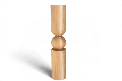 Wooden Table & Bar Leg with Sphere Detail – Handmade Design, H900 mm