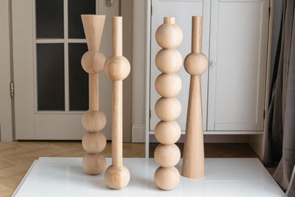 Wooden Furniture Leg with Single Sphere Detail – Lathe-Turned Table Support, H760 mm
