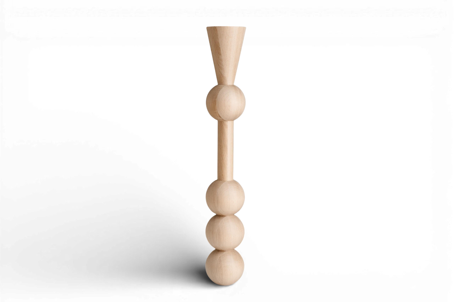 Wooden Furniture Leg with Four Sphere Details – Lathe-Turned Table Support, H760 mm