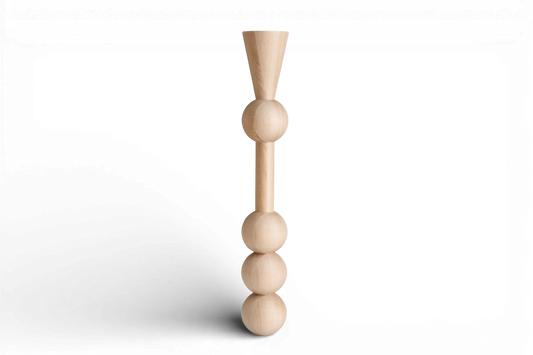 Möbelbein aus Holz mit vier Kugeln – Gedrechseltes Tischbein, H760 mm